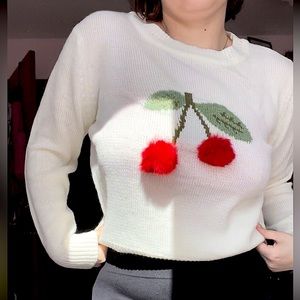 White cherry sweater